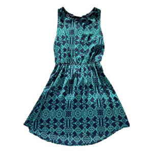 Peach LOVE CA FIT & FLARE DRESS IN NAVY BLUE & AQUA - SMALL - CINCHED WAIST